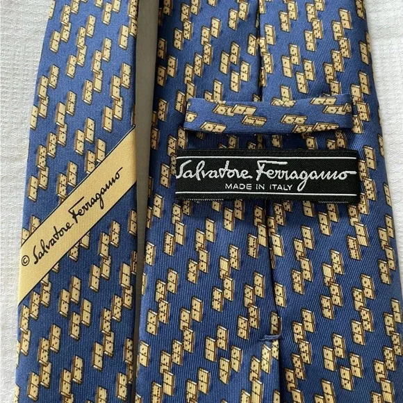 Salvatore Ferragamo Blue and Gold Nautical Ties